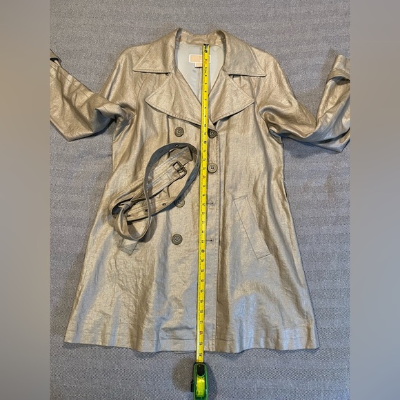 Michael Kors Shimmering Metallic Gold Belted Trench Coat - Picture 14 of 16